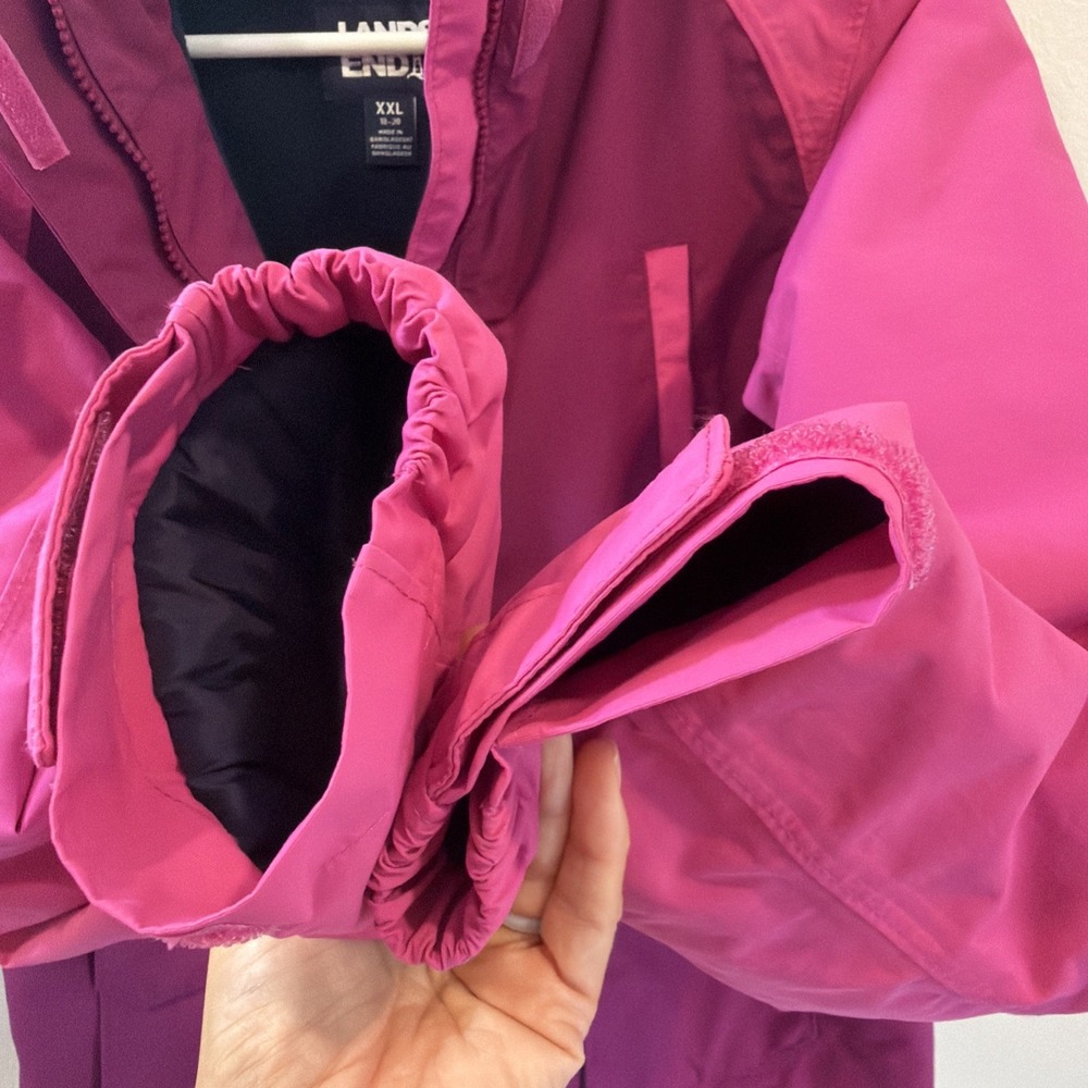 Land's End Squall Pink Waterproof Winter Jacket Parka Kids XXL (18-20) Womens L - Picture 4 of 9